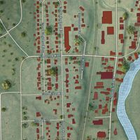 Second close-up of the map of Thiensville, Wisconsin print showing more streets and buildings