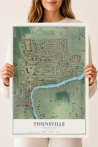 Map of Thiensville, Wisconsin, 18 x 24 inch unframed archival matte print