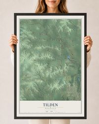 Map of Tilden, Wisconsin, 24 x 36 inch print in a black wood frame