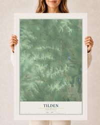 Map of Tilden, Wisconsin, 24 x 36 inch print in a white wood frame