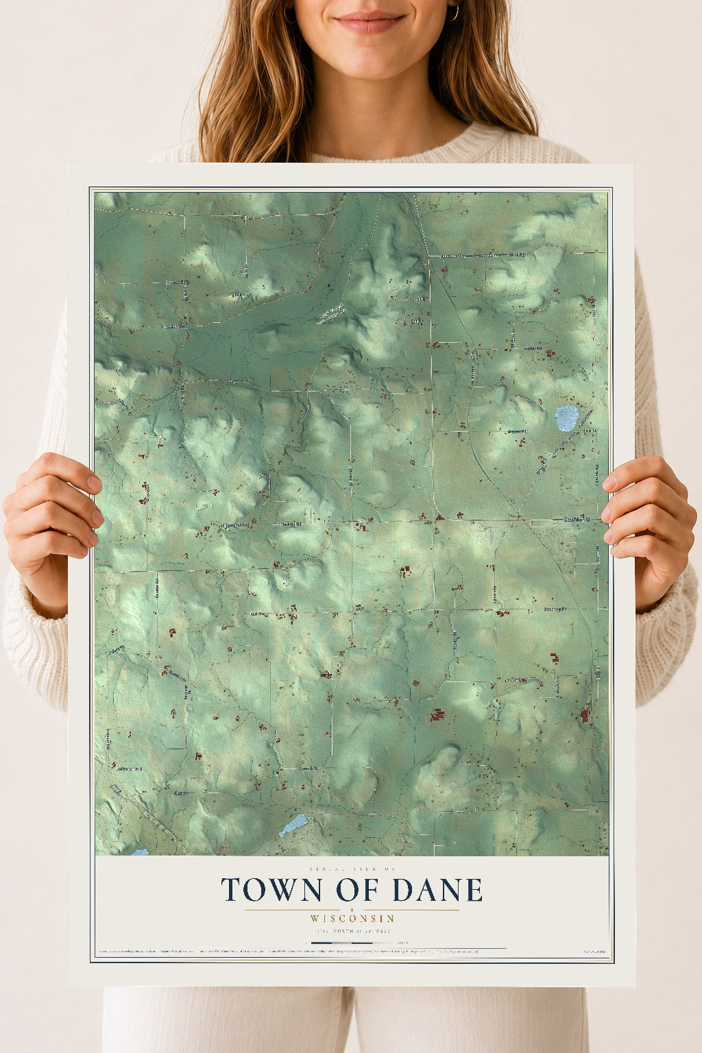 Map of the Town of Dane, Wisconsin, 18 x 24 inch unframed archival matte print