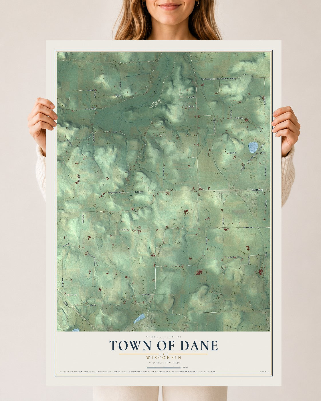 Map of the Town of Dane, Wisconsin, 24 x 36 inch unframed archival matte print