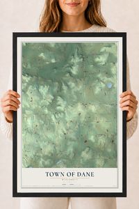 Map of the Town of Dane, Wisconsin, 18 x 24 inch print in a black wood frame