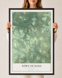 Map of the Town of Dane, Wisconsin, 24 x 36 inch print in a black wood frame