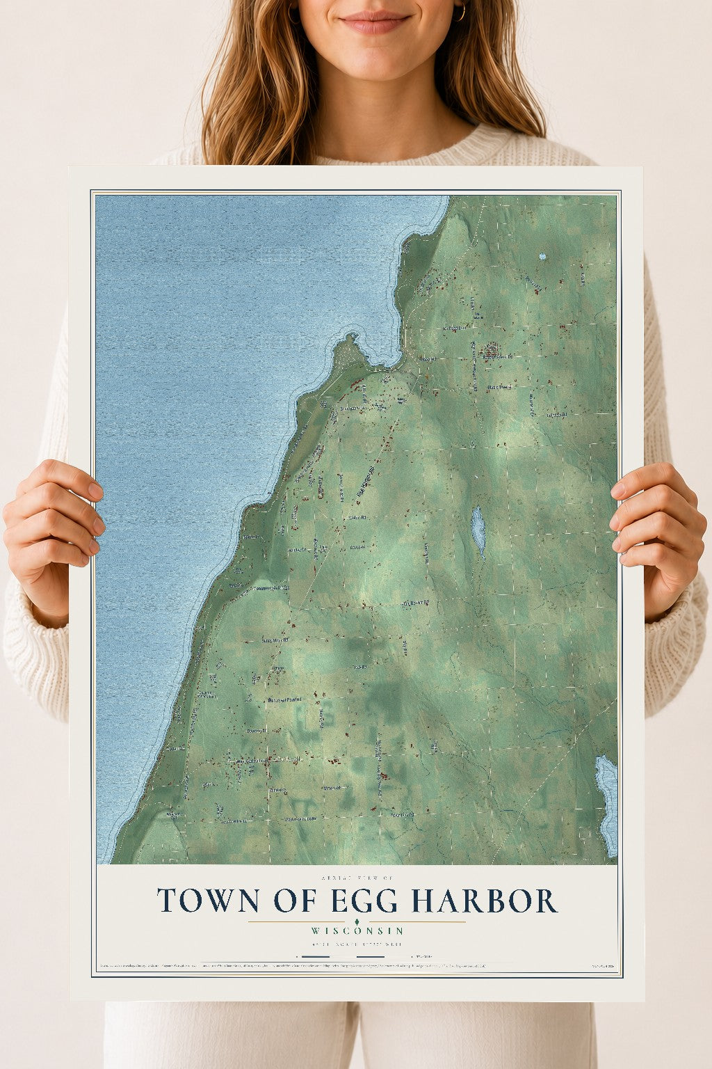 Map of the Town of Egg Harbor, Wisconsin, 18 x 24 inch unframed archival matte print