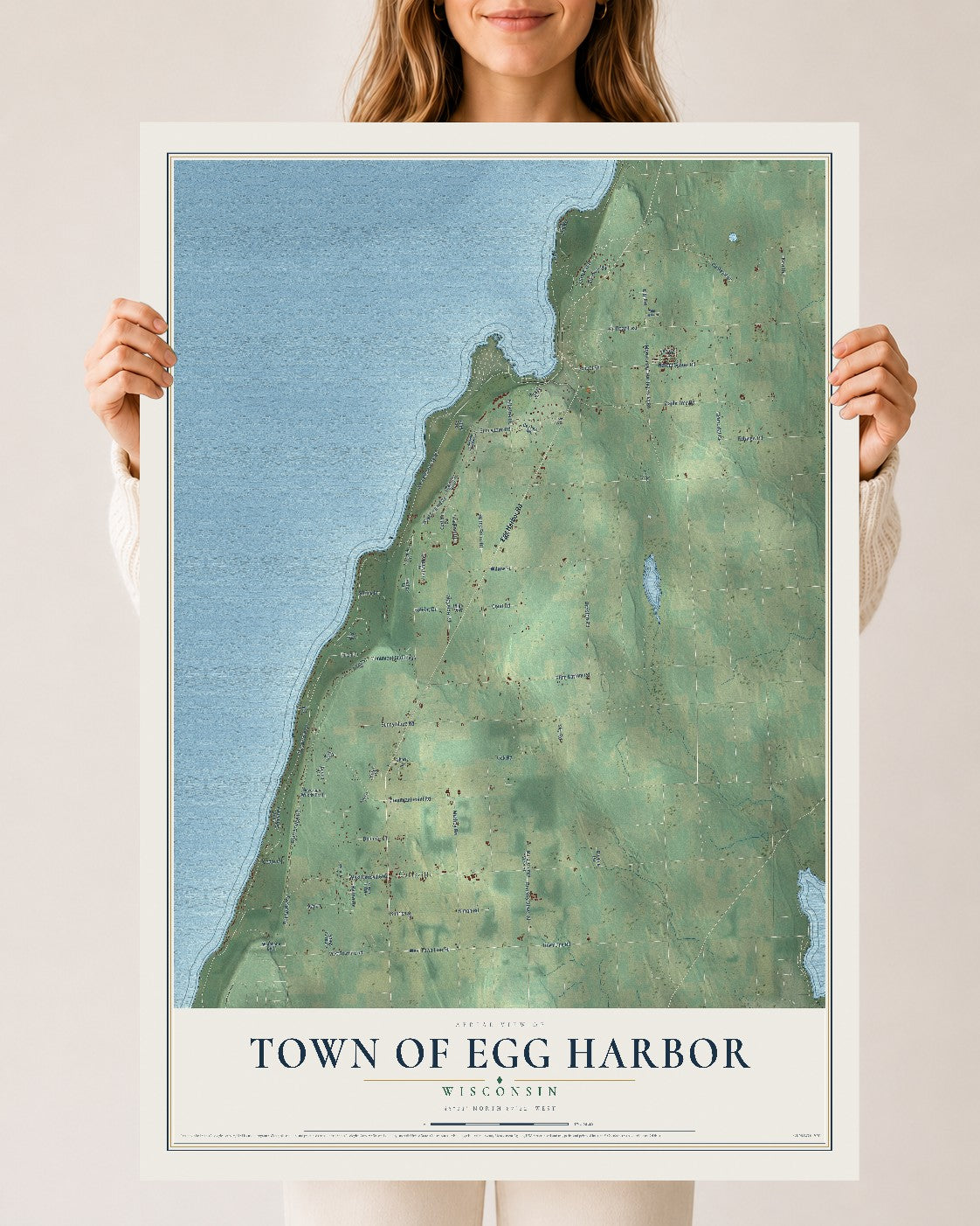 Map of the Town of Egg Harbor, Wisconsin, 24 x 36 inch unframed archival matte print