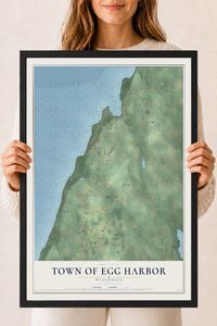 Map of the Town of Egg Harbor, Wisconsin, 18 x 24 inch print in a black wood frame