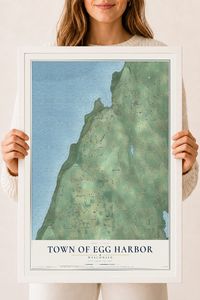 Map of the Town of Egg Harbor, Wisconsin, 18 x 24 inch print in a white wood frame