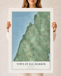 Map of the Town of Egg Harbor, Wisconsin, 24 x 36 inch print in a white wood frame