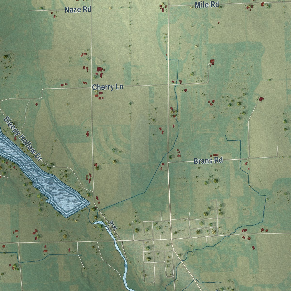 Close-up of the map of the Town of Forestville, Wisconsin print showing street and building detail