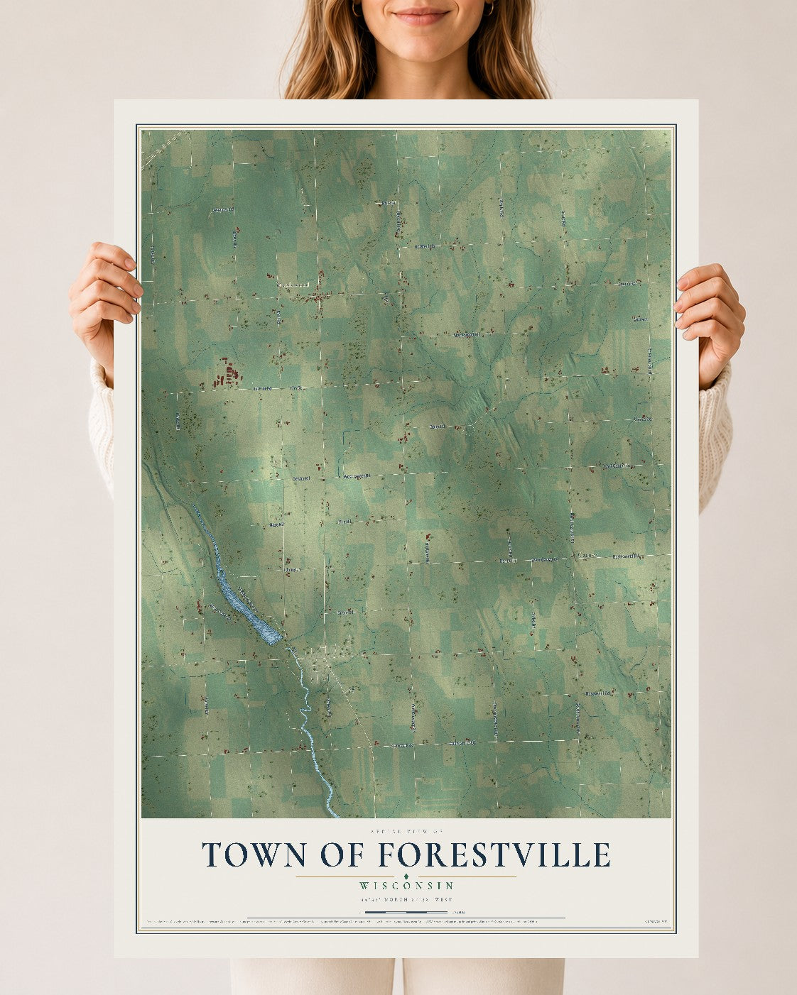 Map of the Town of Forestville, Wisconsin, 24 x 36 inch unframed archival matte print