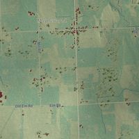 Second close-up of the map of the Town of Forestville, Wisconsin print showing more streets and buildings