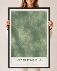 Map of the Town of Forestville, Wisconsin, 24 x 36 inch print in a black wood frame