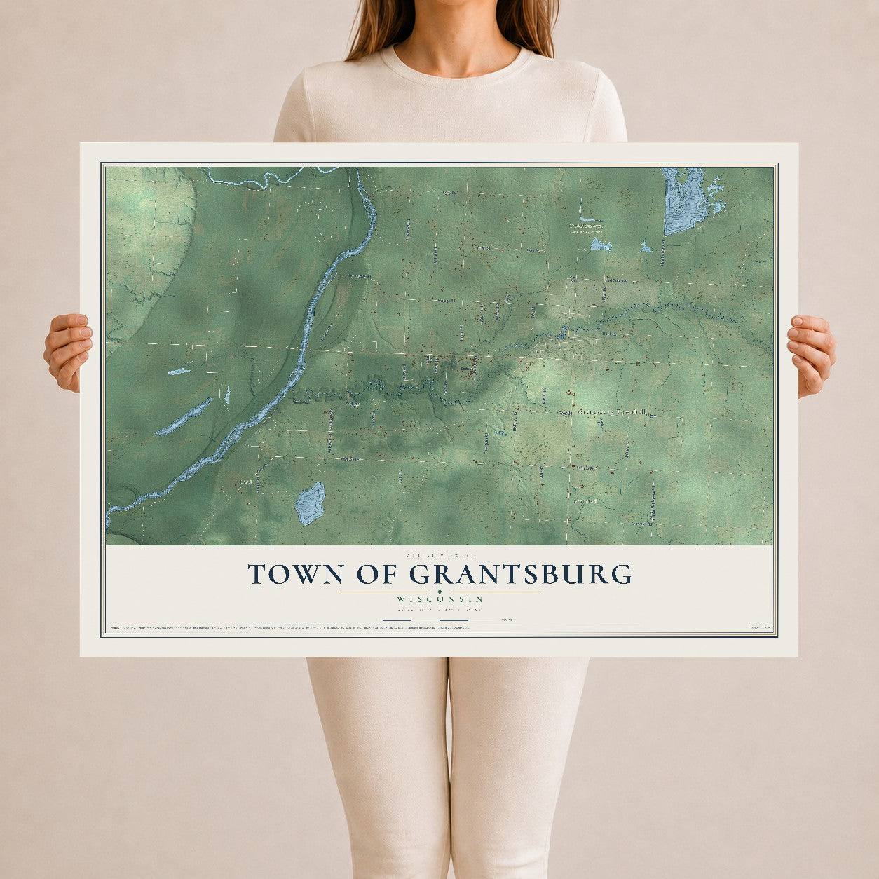 Map of the Town of Grantsburg, Wisconsin, 24 x 36 inch unframed archival matte print