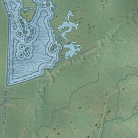 Close-up of the map of the Town of Grantsburg, Wisconsin print showing street and building detail