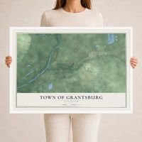 Map of the Town of Grantsburg, Wisconsin, 24 x 36 inch print in a white wood frame