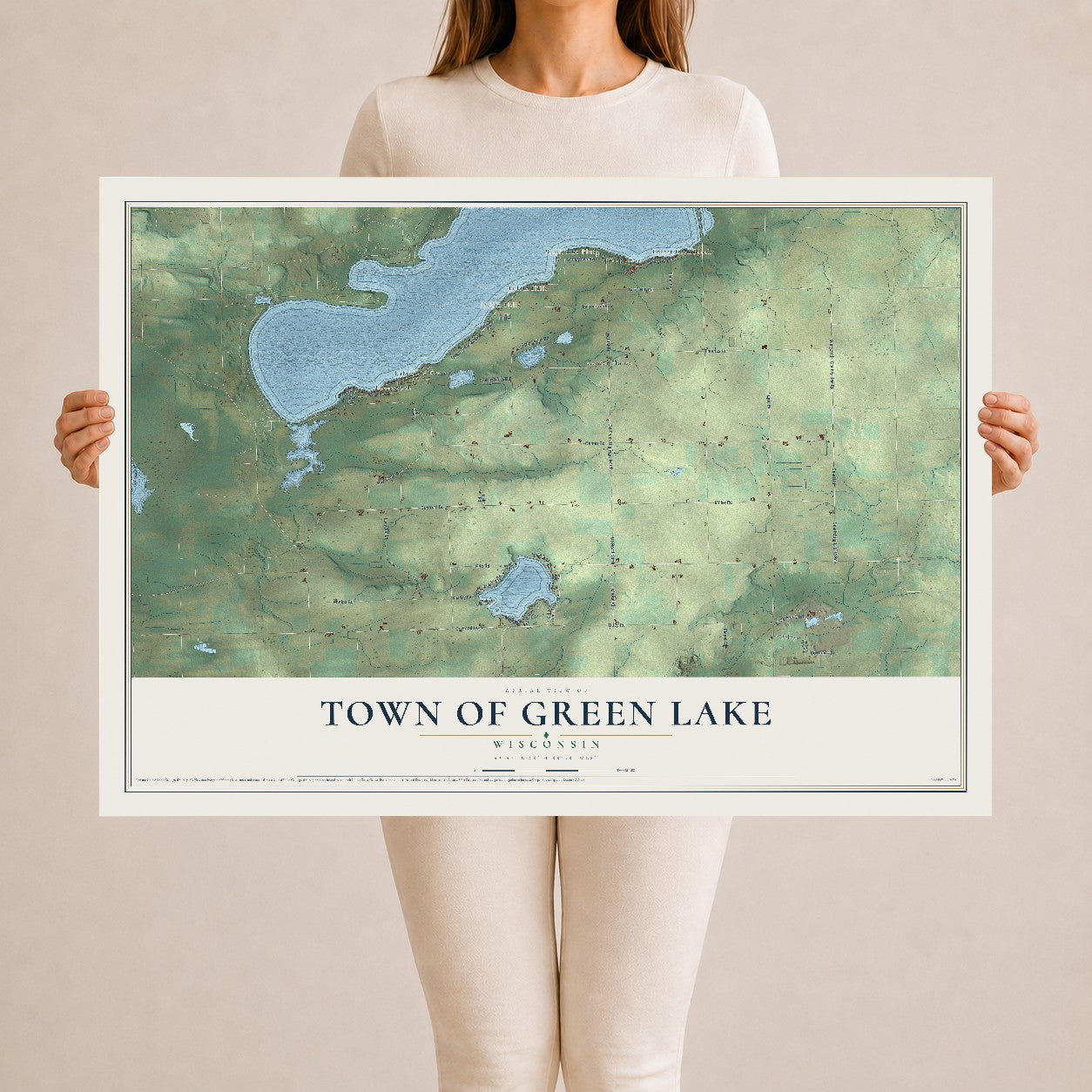Map of the Town of Green Lake, Wisconsin, 24 x 36 inch unframed archival matte print