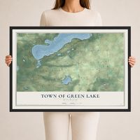 Map of the Town of Green Lake, Wisconsin, 24 x 36 inch print in a black wood frame