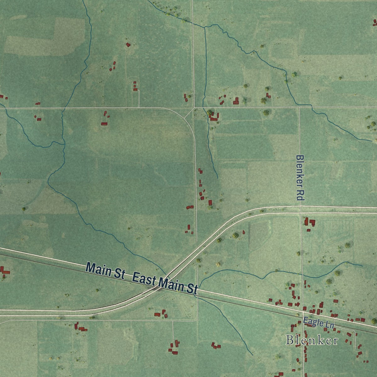 Close-up of the map of the Town of Milladore, Wisconsin print showing street and building detail