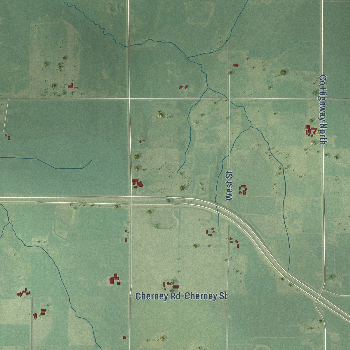 Second close-up of the map of the Town of Milladore, Wisconsin print showing more streets and buildings