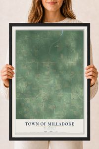 Map of the Town of Milladore, Wisconsin, 18 x 24 inch print in a black wood frame