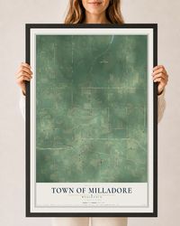 Map of the Town of Milladore, Wisconsin, 24 x 36 inch print in a black wood frame