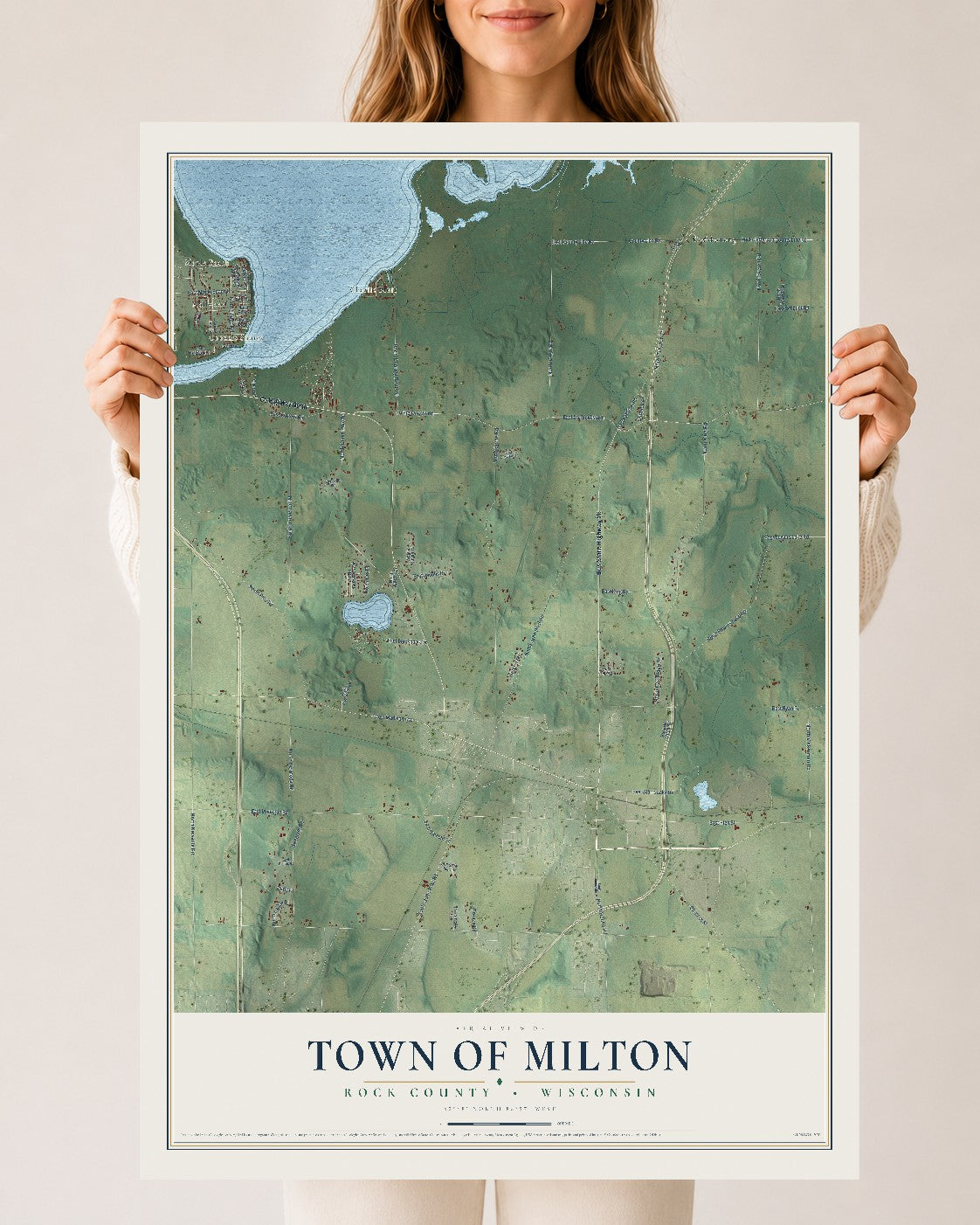 Map of the Town of Milton, Rock County, Wisconsin, 24 x 36 inch unframed archival matte print