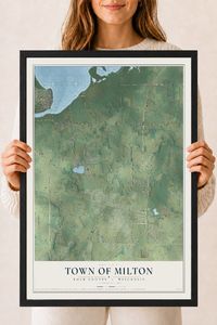 Map of the Town of Milton, Rock County, Wisconsin, 18 x 24 inch print in a black wood frame