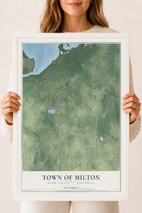 Map of the Town of Milton, Rock County, Wisconsin, 18 x 24 inch print in a white wood frame
