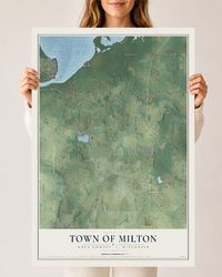 Map of the Town of Milton, Rock County, Wisconsin, 24 x 36 inch unframed archival matte print