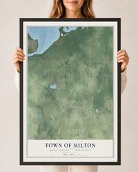Map of the Town of Milton, Rock County, Wisconsin, 24 x 36 inch print in a black wood frame