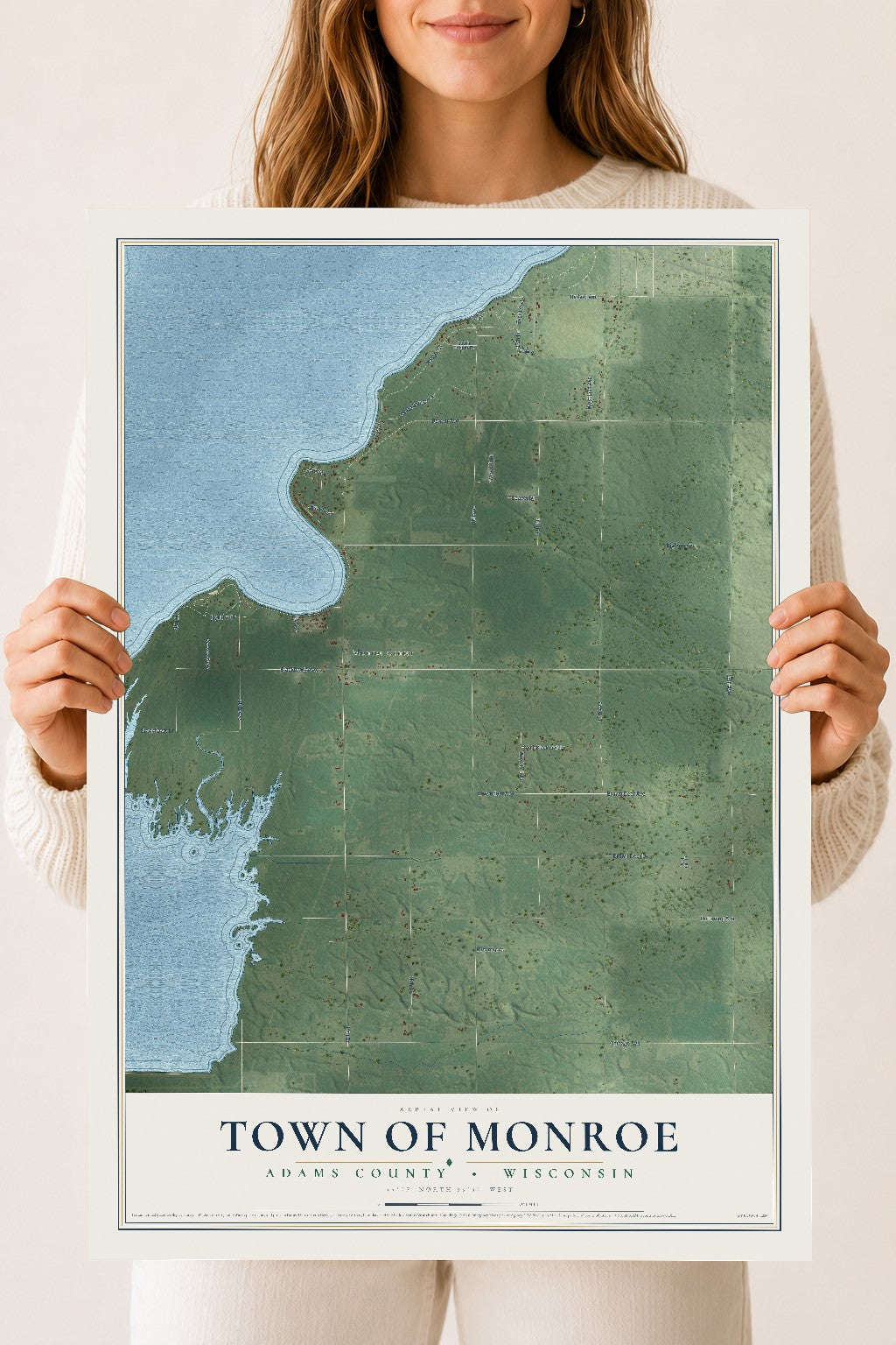 Map of the Town of Monroe, Adams County, Wisconsin, 18 x 24 inch unframed archival matte print