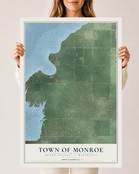 Map of the Town of Monroe, Adams County, Wisconsin, 24 x 36 inch unframed archival matte print