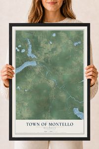 Map of the Town of Montello, Wisconsin, 18 x 24 inch print in a black wood frame
