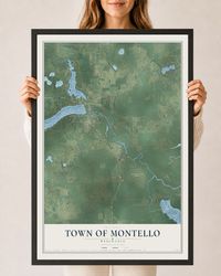 Map of the Town of Montello, Wisconsin, 24 x 36 inch print in a black wood frame