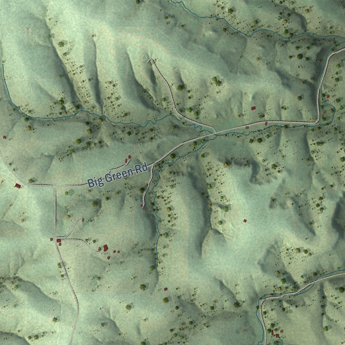 Second close-up of the map of the Town of Mount Hope, Wisconsin print showing more streets and buildings