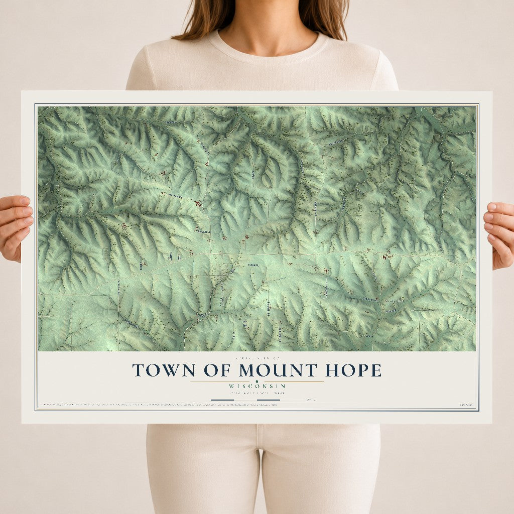 Map of the Town of Mount Hope, Wisconsin, 18 x 24 inch unframed archival matte print