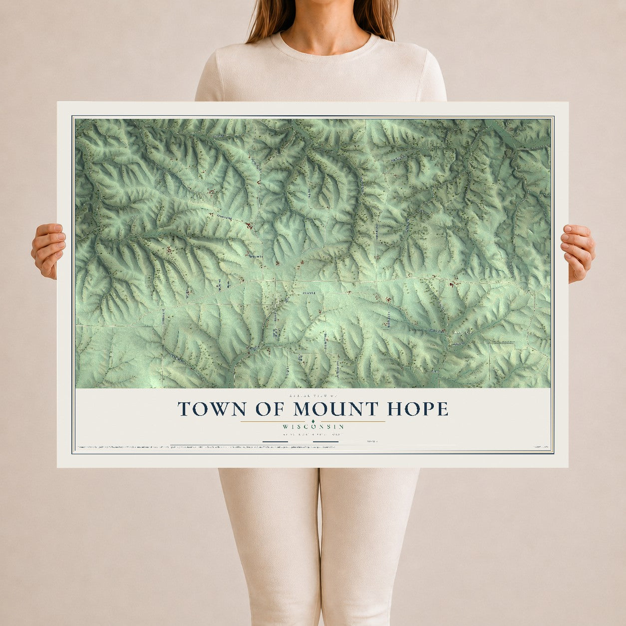 Map of the Town of Mount Hope, Wisconsin, 24 x 36 inch unframed archival matte print