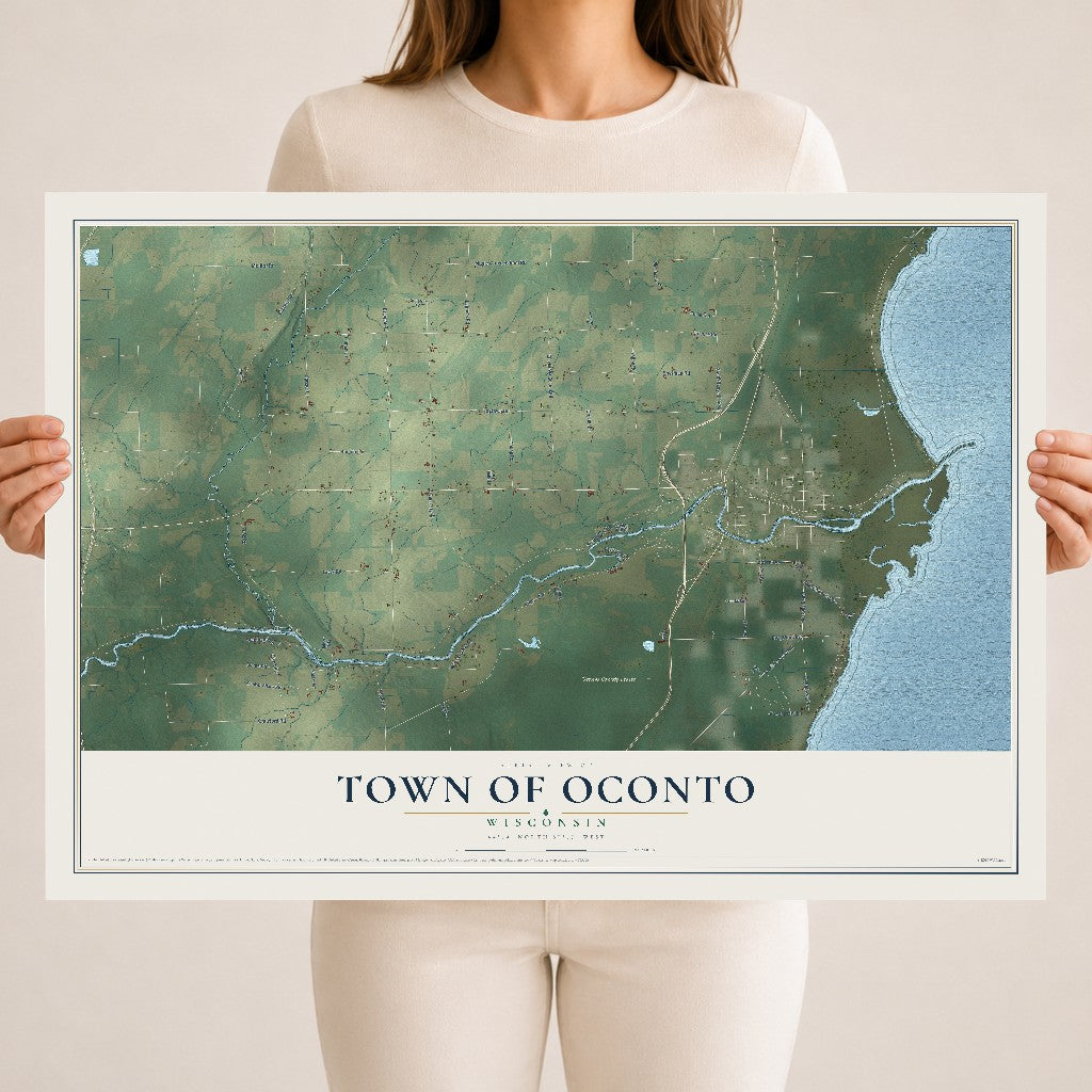 Map of the Town of Oconto, Wisconsin, 18 x 24 inch unframed archival matte print
