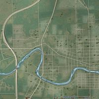 Second close-up of the map of the Town of Oconto, Wisconsin print showing more streets and buildings