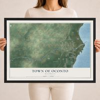 Map of the Town of Oconto, Wisconsin, 18 x 24 inch print in a black wood frame