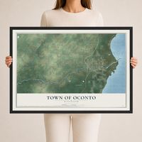 Map of the Town of Oconto, Wisconsin, 24 x 36 inch print in a black wood frame
