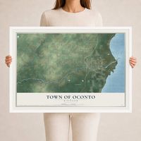 Map of the Town of Oconto, Wisconsin, 24 x 36 inch print in a white wood frame