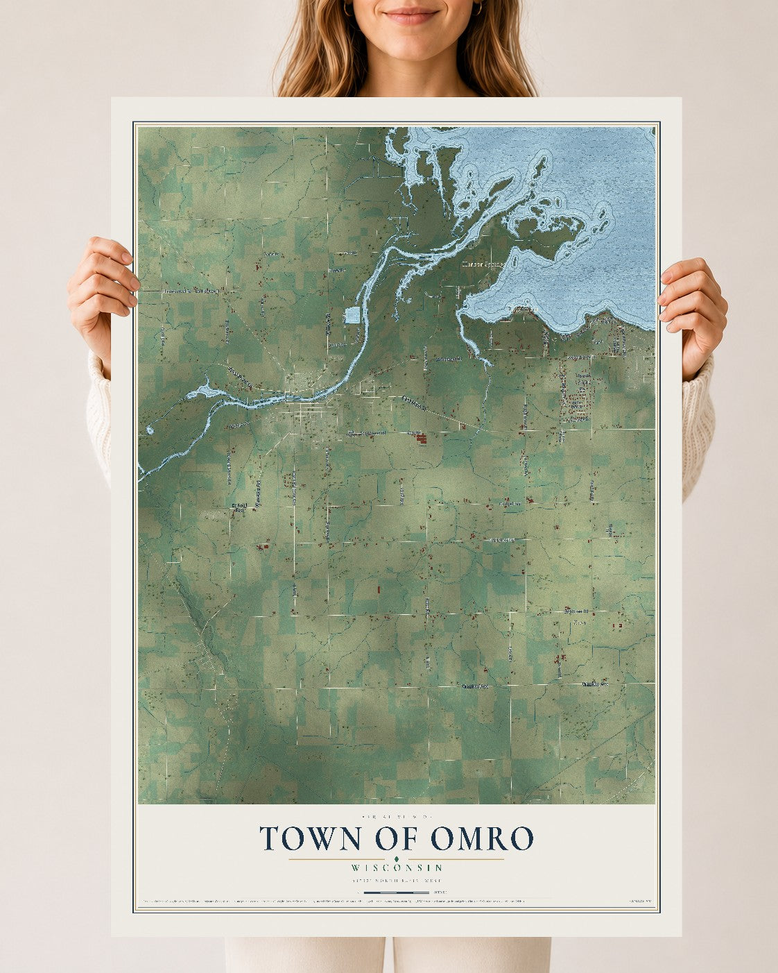 Map of the Town of Omro, Wisconsin, 24 x 36 inch unframed archival matte print