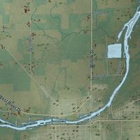 Second close-up of the map of the Town of Omro, Wisconsin print showing more streets and buildings