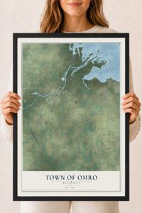 Map of the Town of Omro, Wisconsin, 18 x 24 inch print in a black wood frame