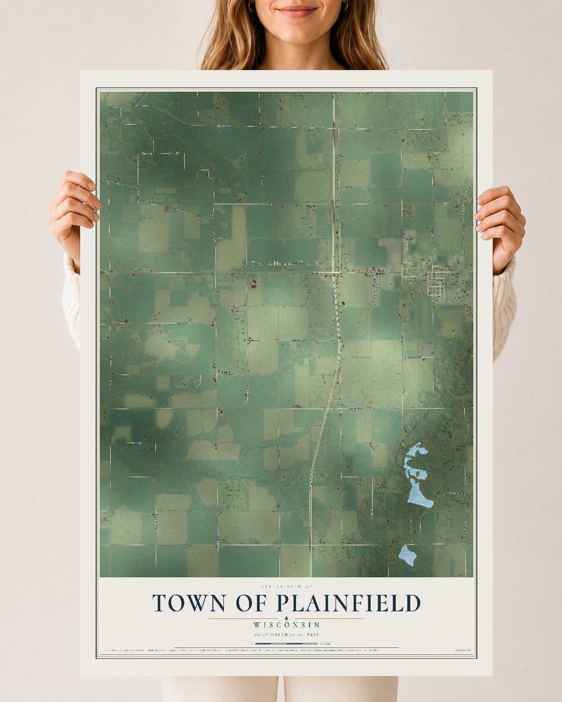 Map of the Town of Plainfield, Wisconsin, 24 x 36 inch unframed archival matte print