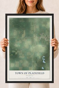 Map of the Town of Plainfield, Wisconsin, 18 x 24 inch print in a black wood frame