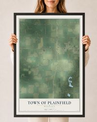 Map of the Town of Plainfield, Wisconsin, 24 x 36 inch print in a black wood frame