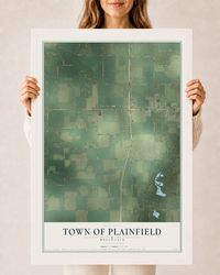 Map of the Town of Plainfield, Wisconsin, 24 x 36 inch print in a white wood frame